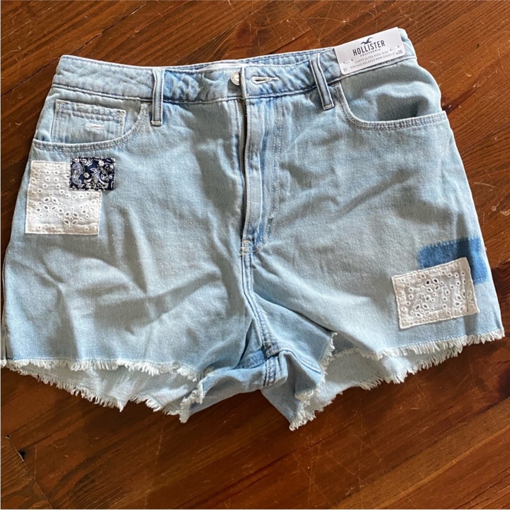 NWT Hollister Patchwork Light Blue Jean Shorts